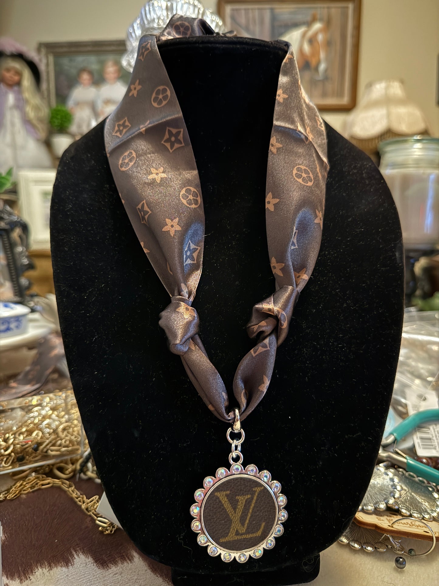 Luxury inspired scarf necklace