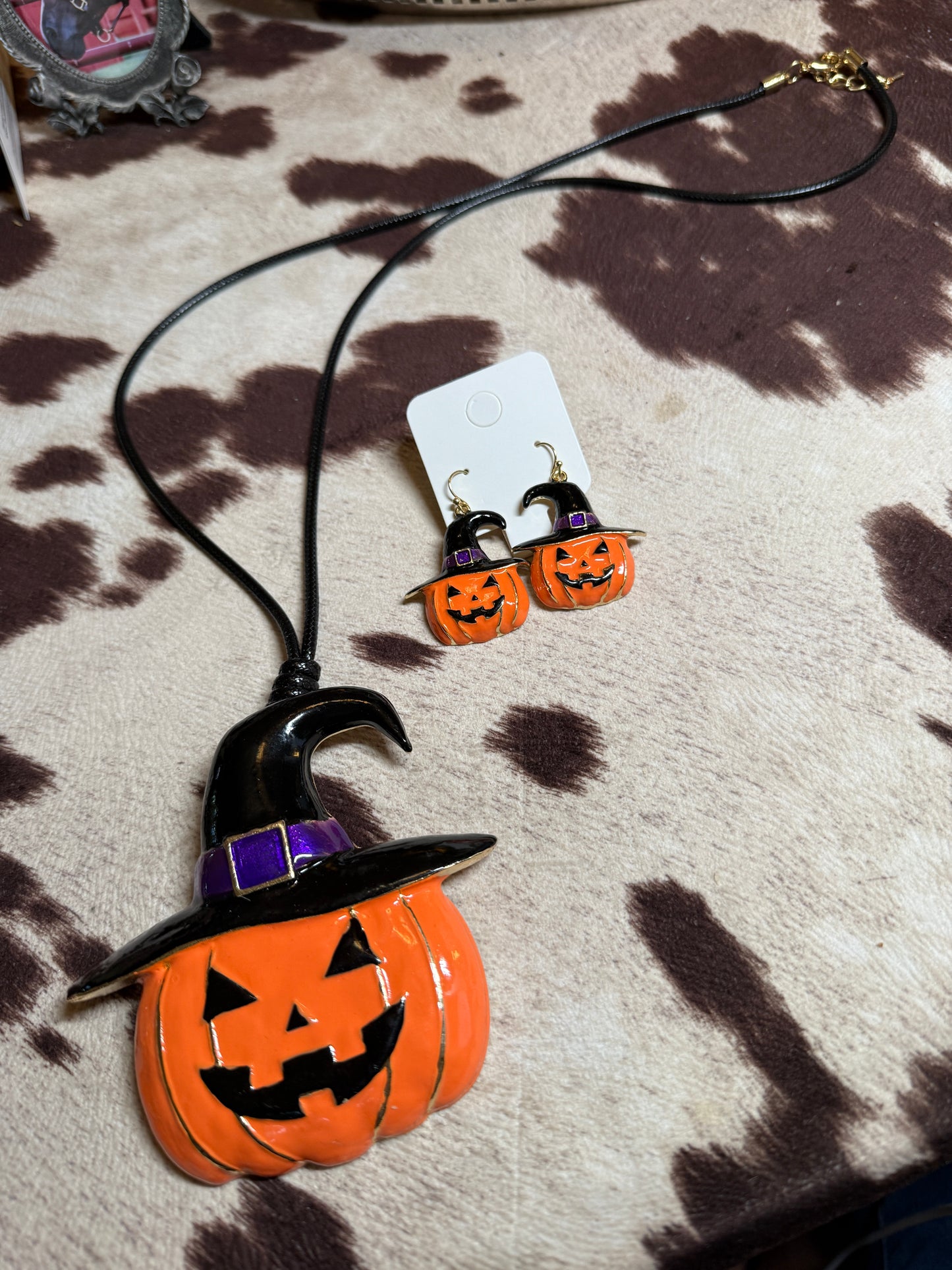 Large Halloween Pumpkin pendant necklace