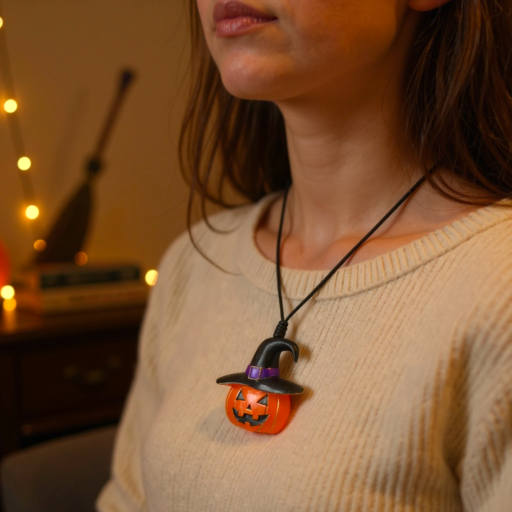 Large Halloween Pumpkin pendant necklace