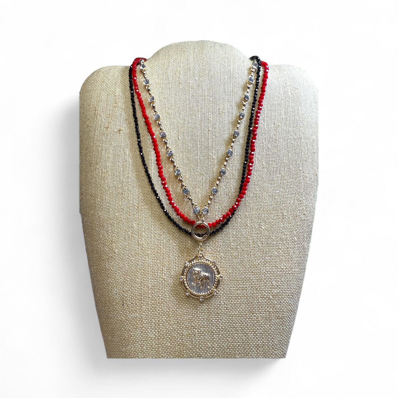 Triple layer Georgia Bulldog necklace