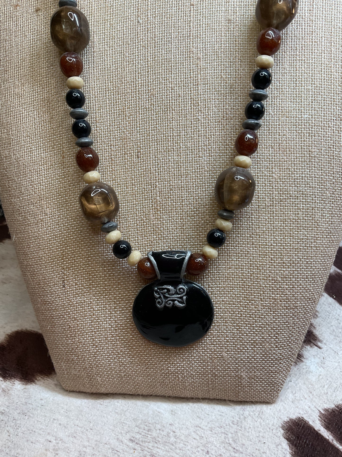 Black and brown beaded necklace