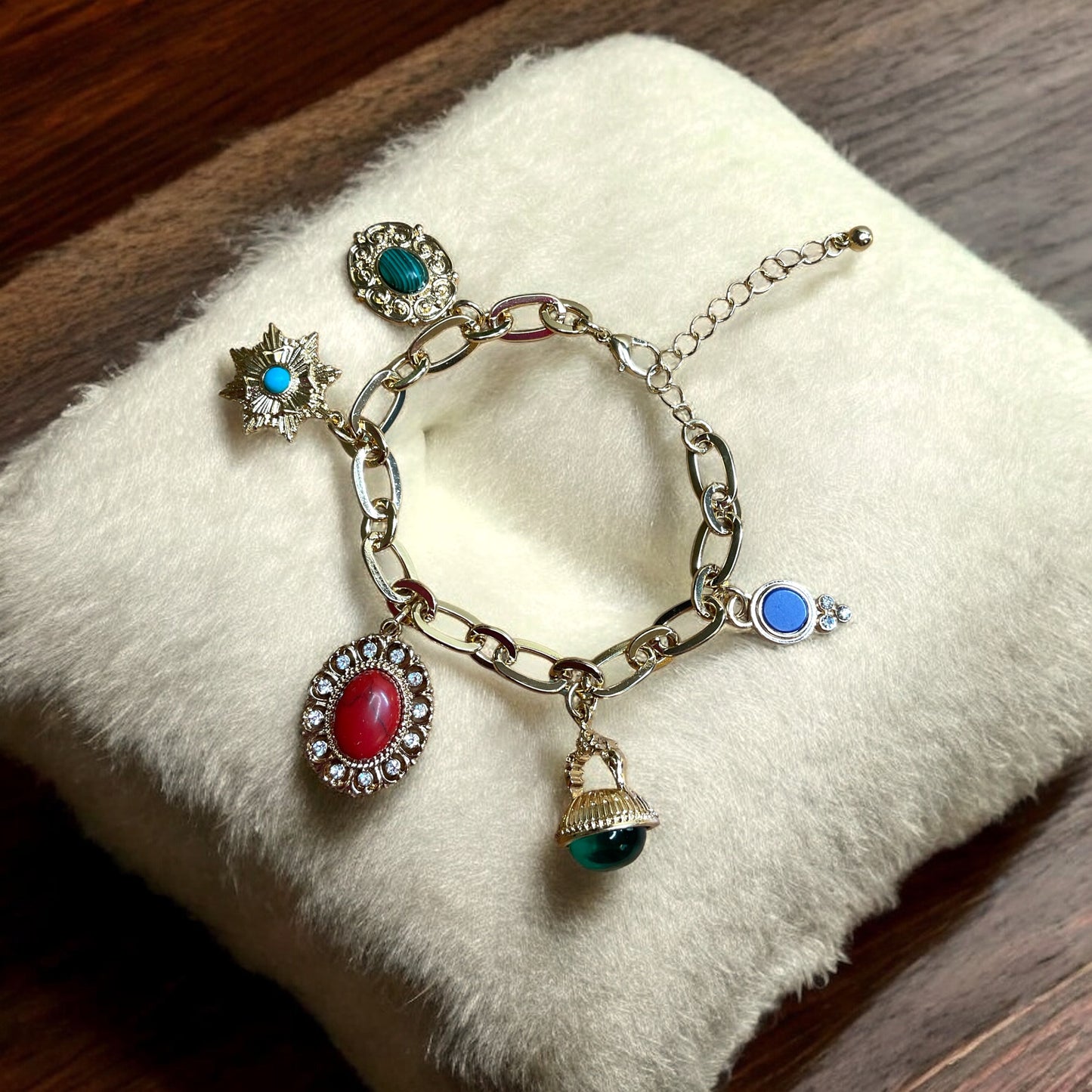Gold chain charm bracelet