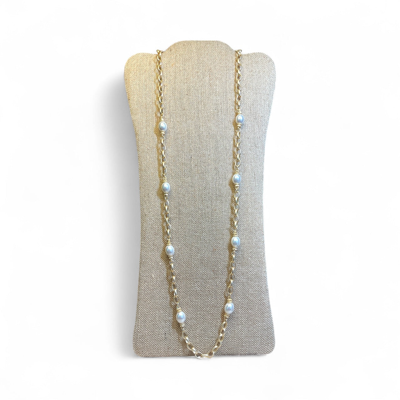 Gold-Tone Pearl Station Necklace