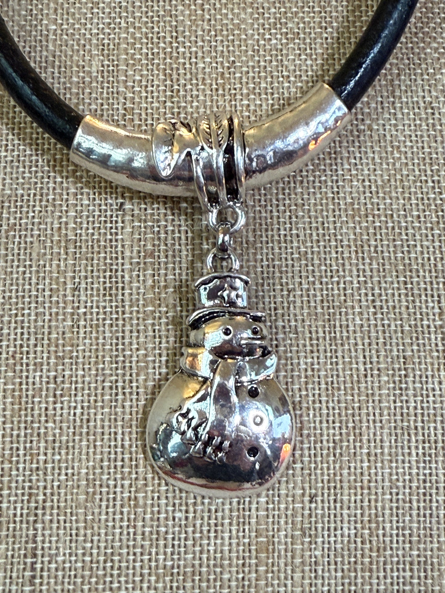 Christmas Silver Snowman necklace