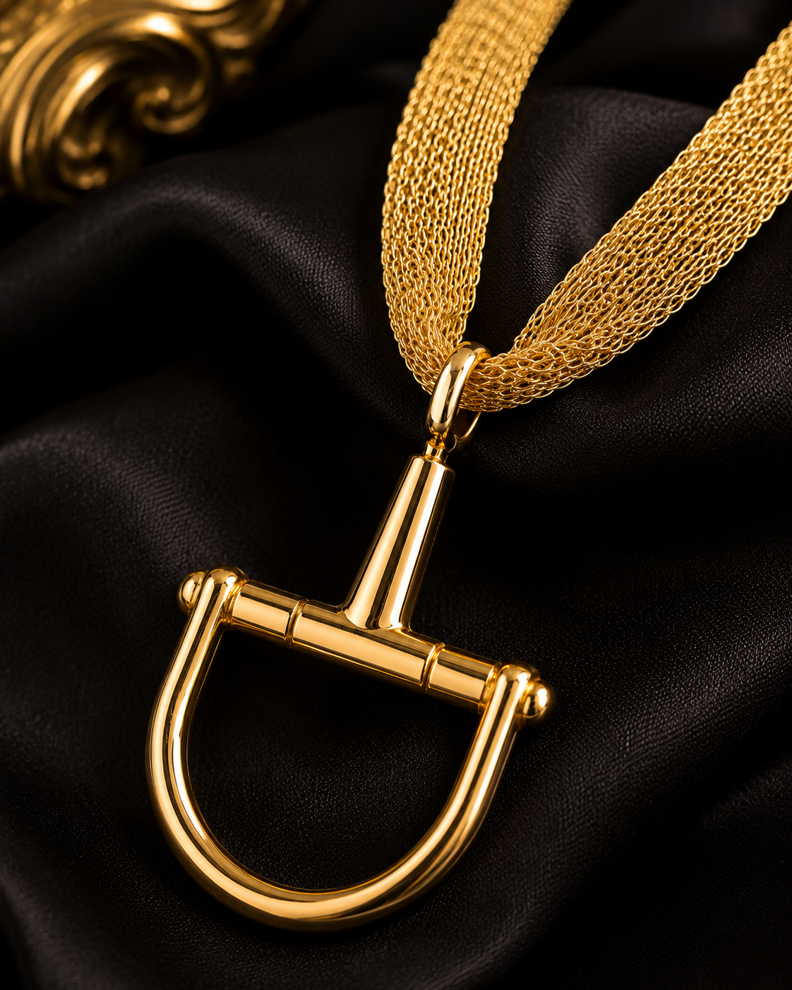 Gold Equestrian Bit Pendant Necklace | Multi-Strand Horse Lover Jewelry | Statement Horse Show Necklace