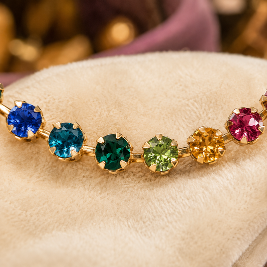 Multicolor Crystal Necklace, Rainbow Rhinestone Necklace, Gold Tone Statement Necklace, Colorful Boutique Jewelry, Gift for Her