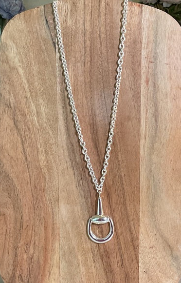 Silver Chain Necklace with a drop half Snaffle bit