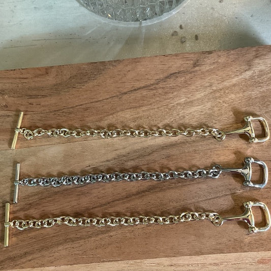 Elegant Gold and Silver Chain Bracelets with a Snafflebit toggle closure