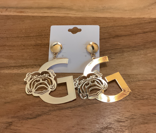 Gold G bulldog earrings
