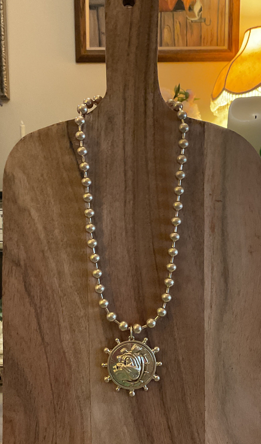 Gold bulldog Pendant Necklace for game day