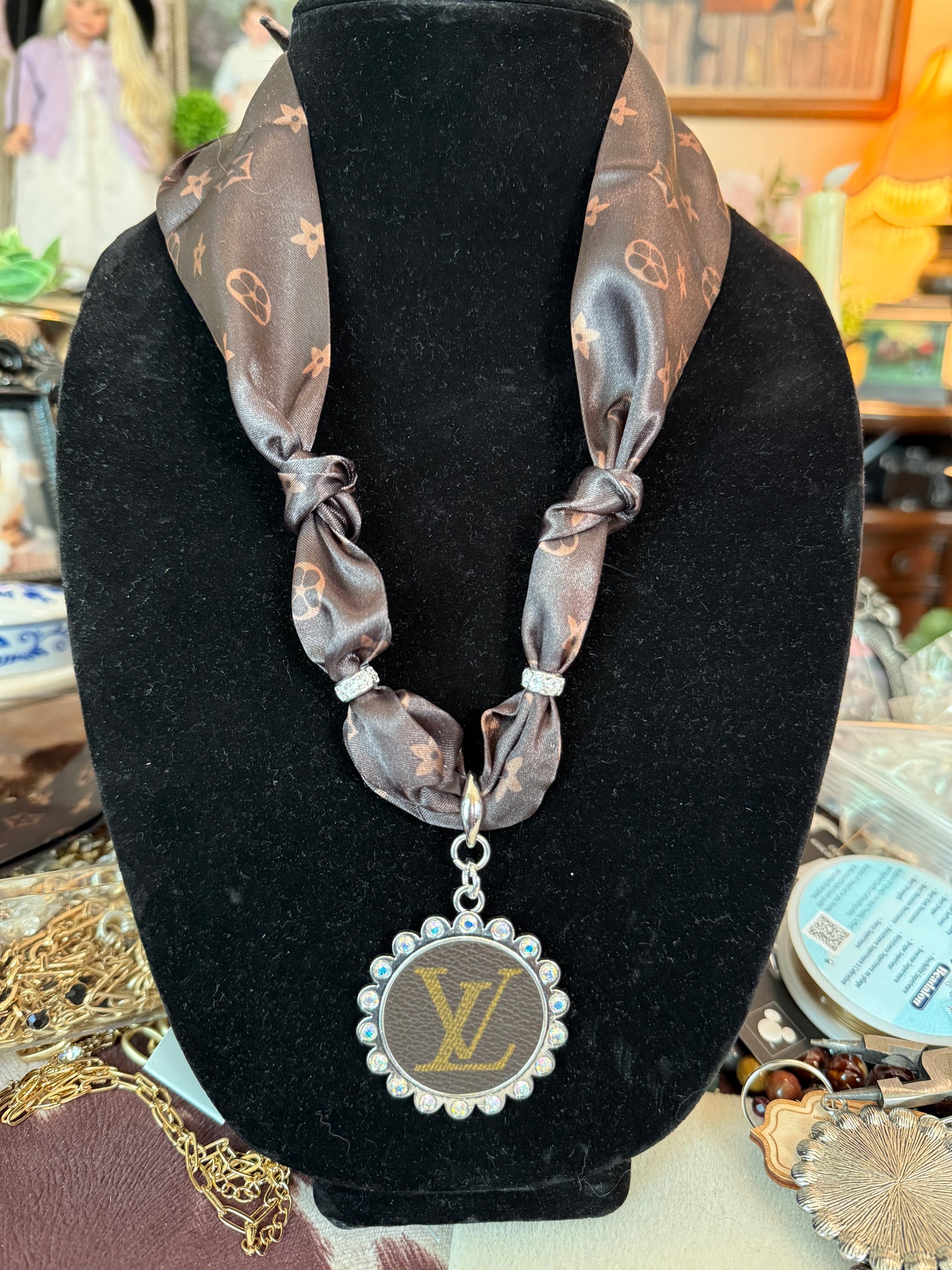 Luxury inspired scarf necklace
