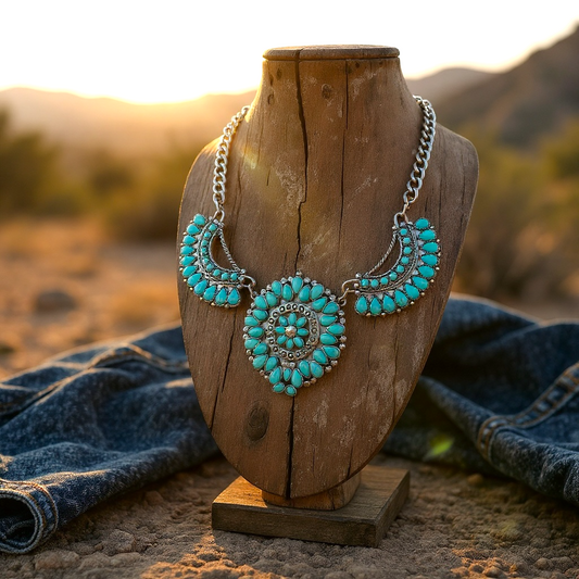 Turquoise and silver necklace