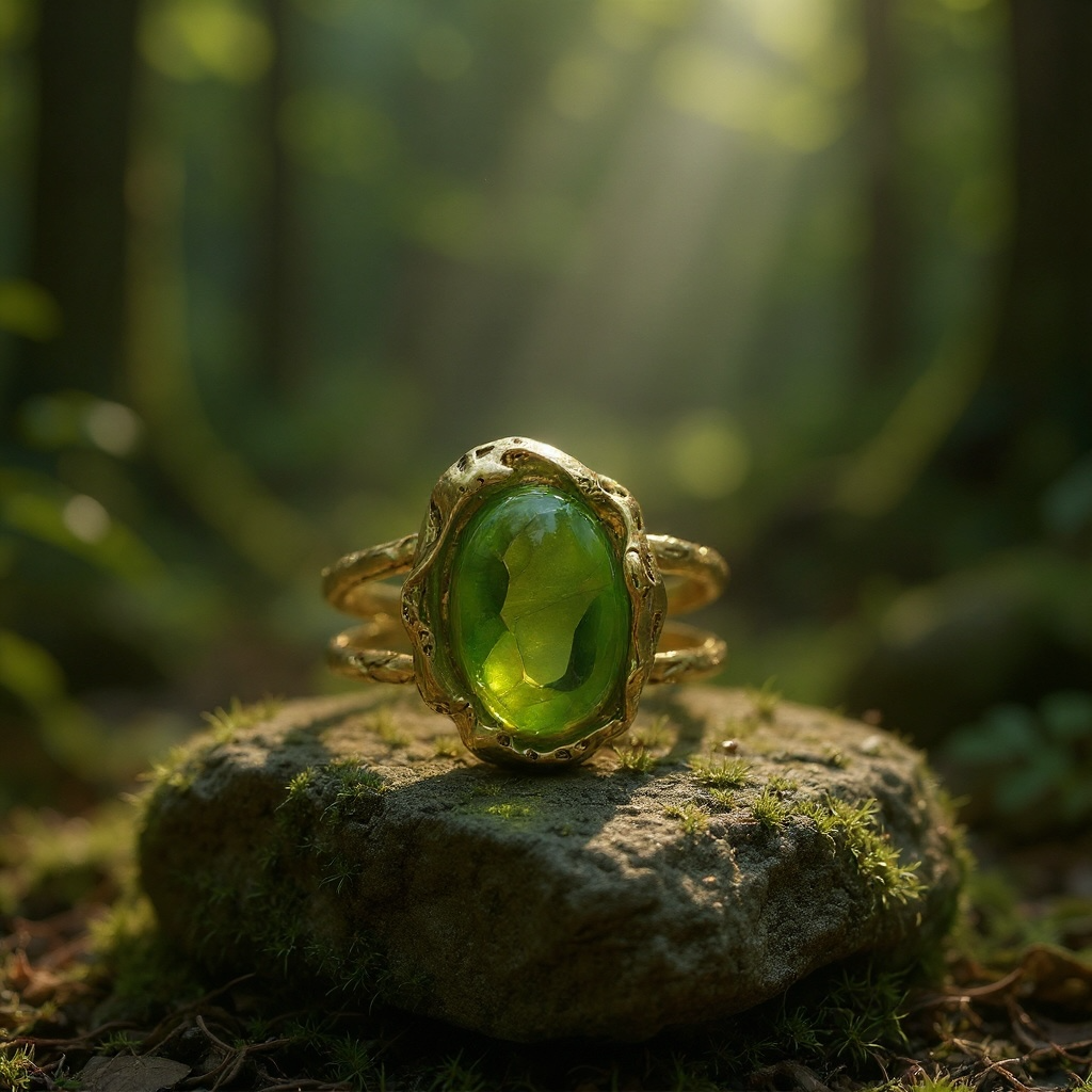 Green stone and gold statement bracelet