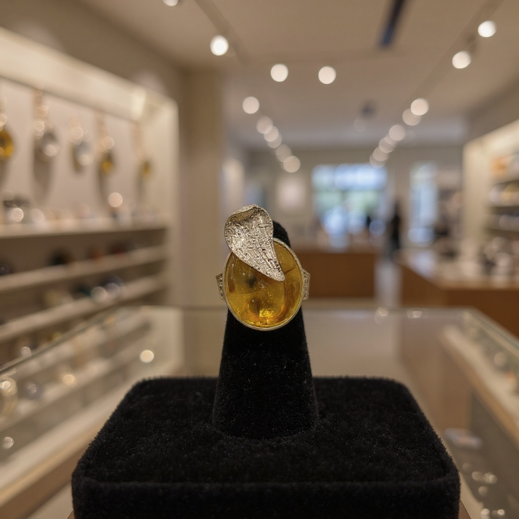 Gold stone statement stretch ring