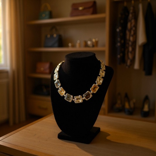 Fall color rhinestone necklace