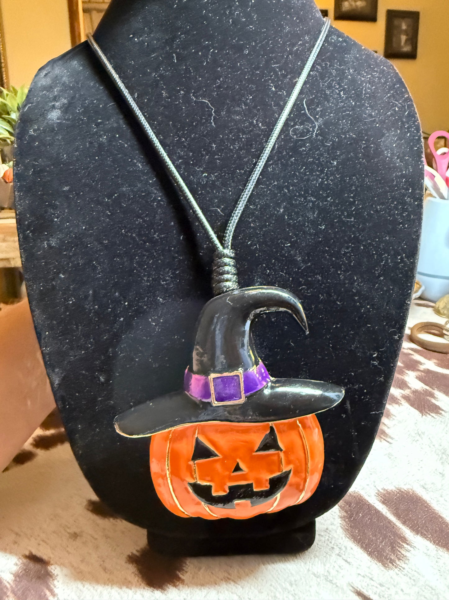 Large Halloween Pumpkin pendant necklace