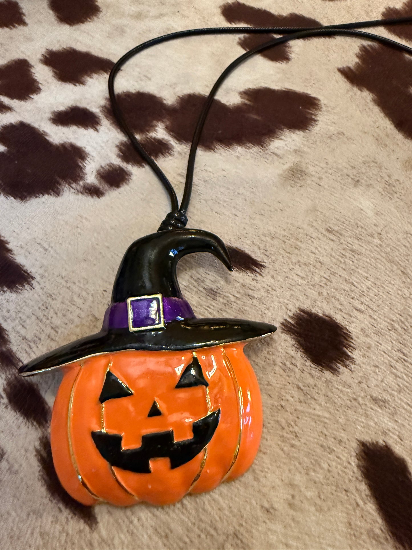 Large Halloween Pumpkin pendant necklace