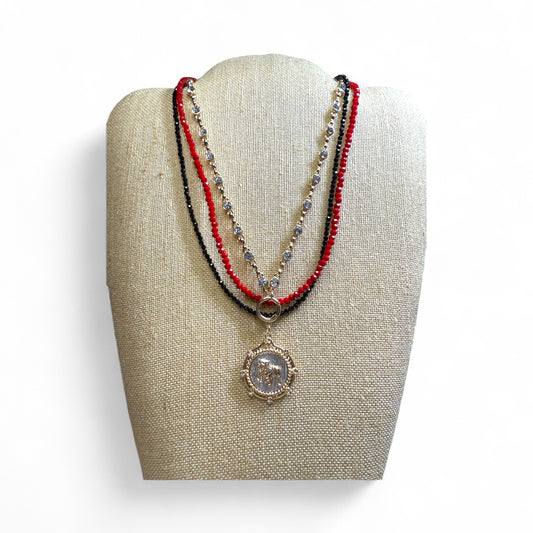 Triple layer Georgia Bulldog necklace