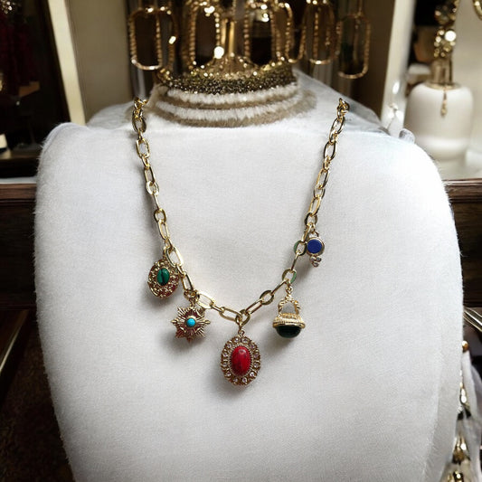 Beautiful gold chain charm necklace