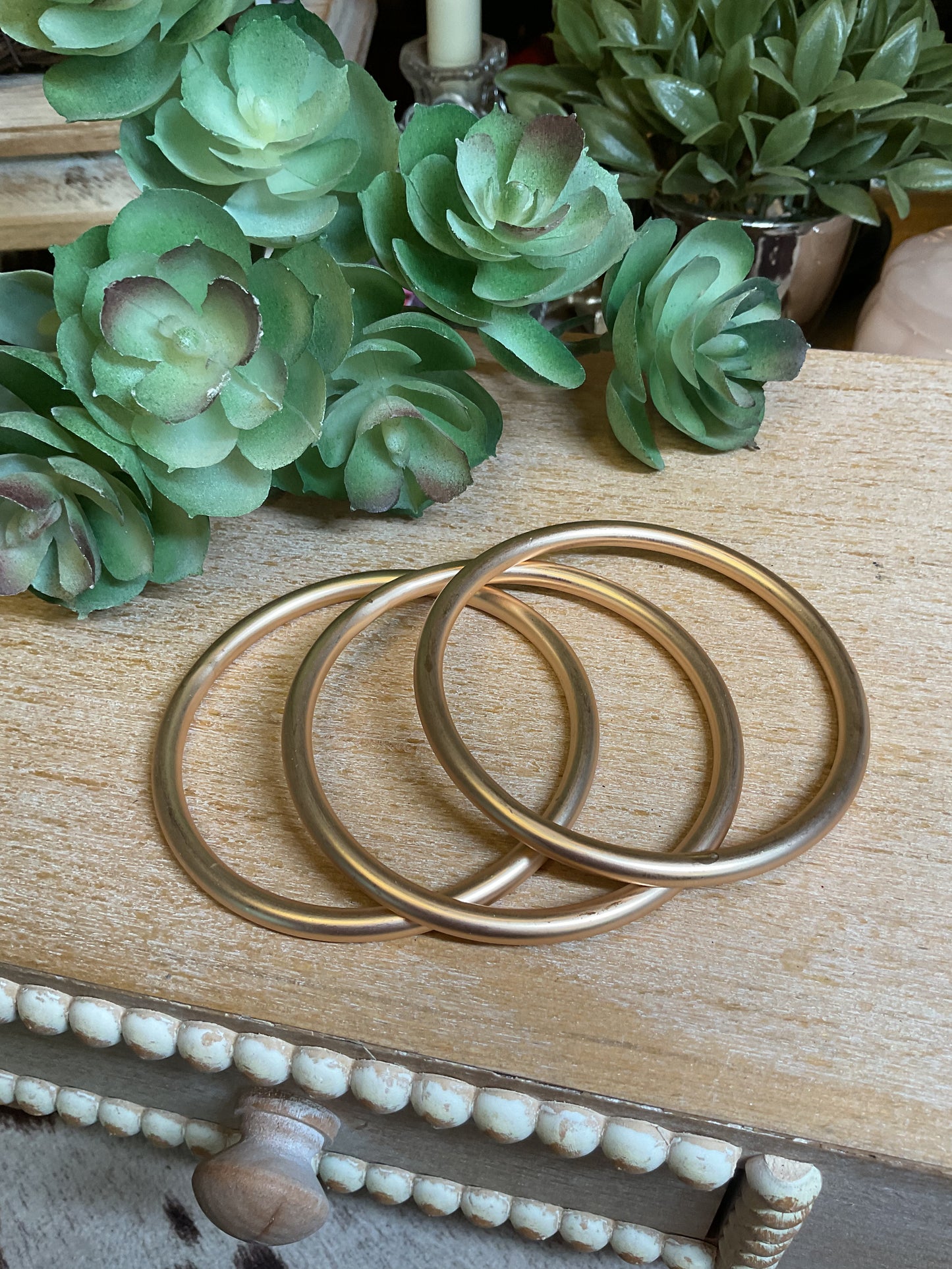 Set of 3 matte gold bangle bracelets