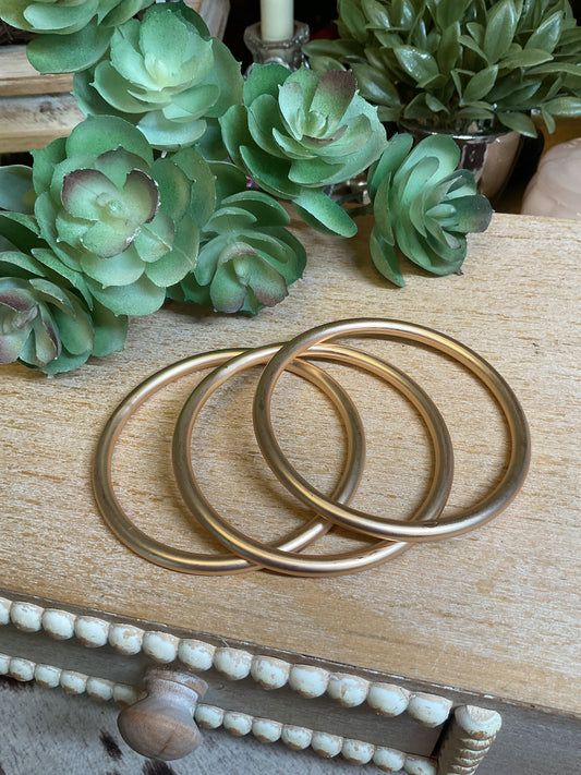 Set of 3 matte gold bangle bracelets