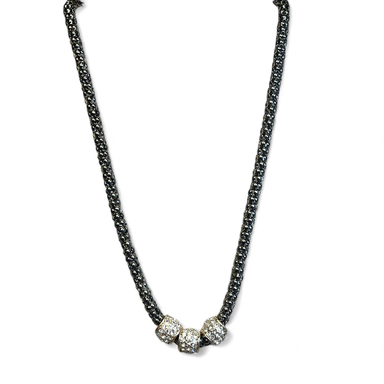 Black Diamond Tennis Chain with Pavé Rondelle Accents