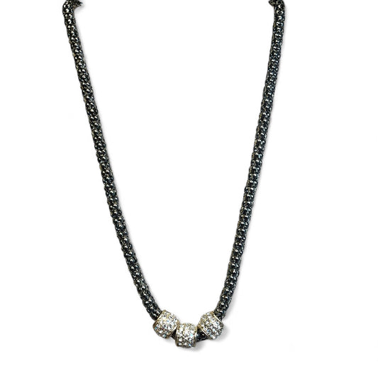 Black Diamond Tennis Chain with Pavé Rondelle Accents