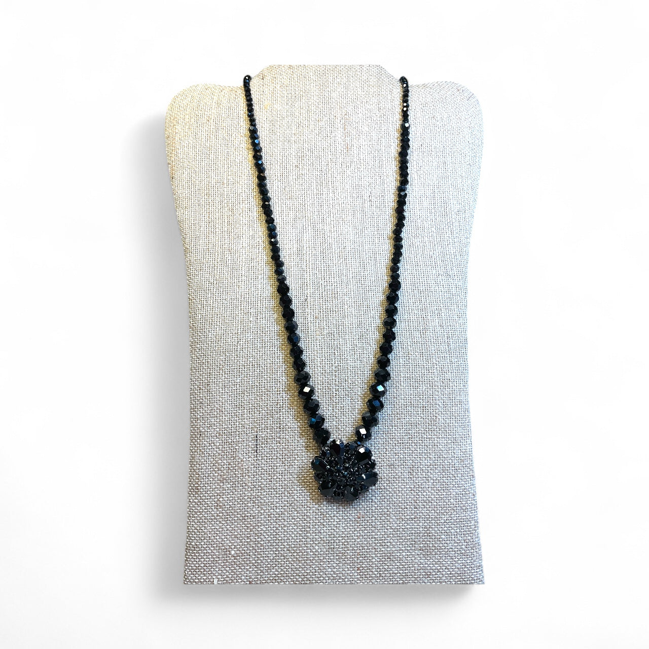 Black crystal beaded necklace