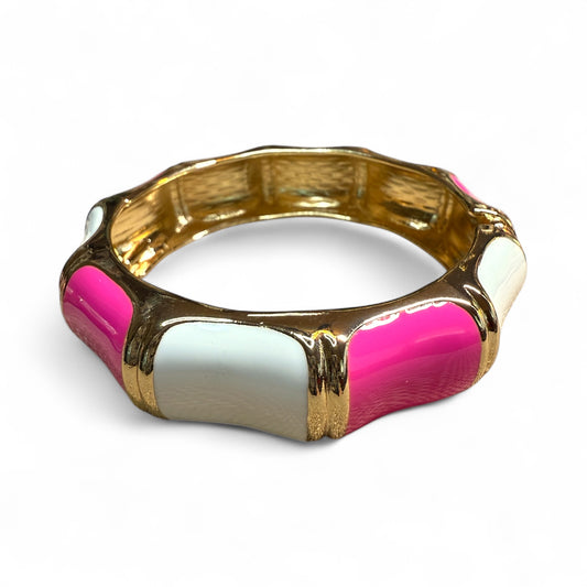 Pink, white and gold clamp bracelet