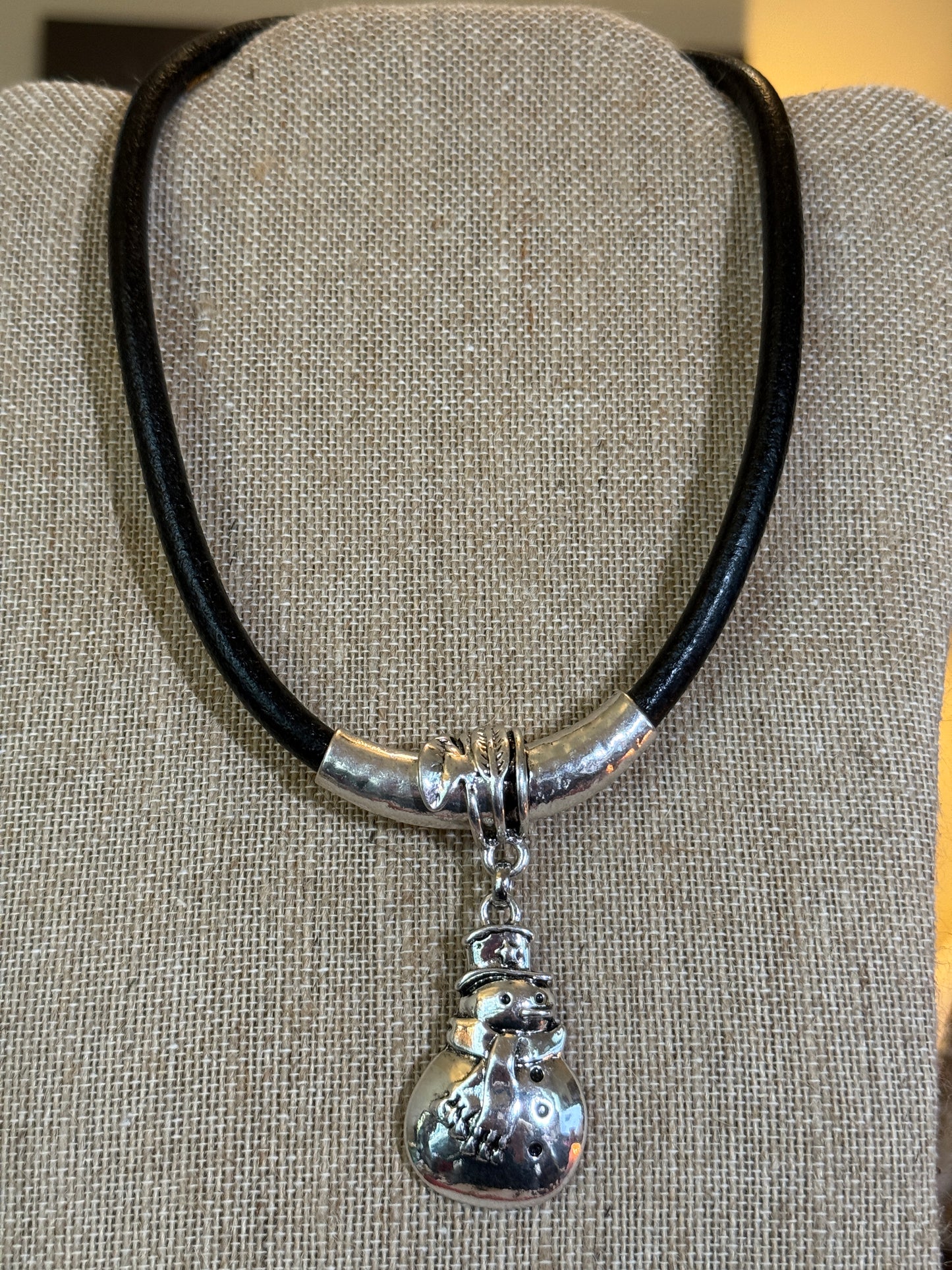 Christmas Silver Snowman necklace