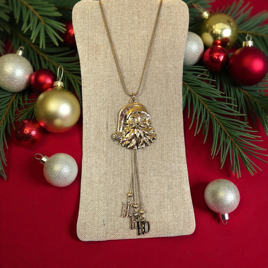 Gold tone Santa face necklace