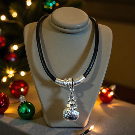 Christmas Silver Snowman necklace