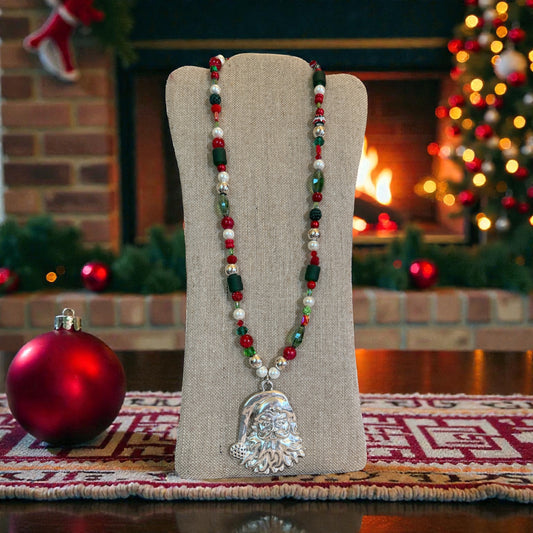 Handmade Santa beaded necklace