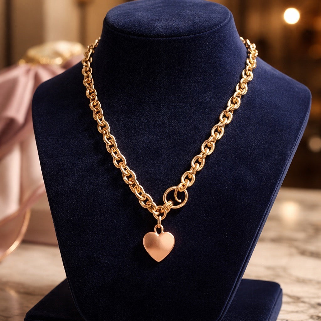 Gold tone Chain with  heart pendant