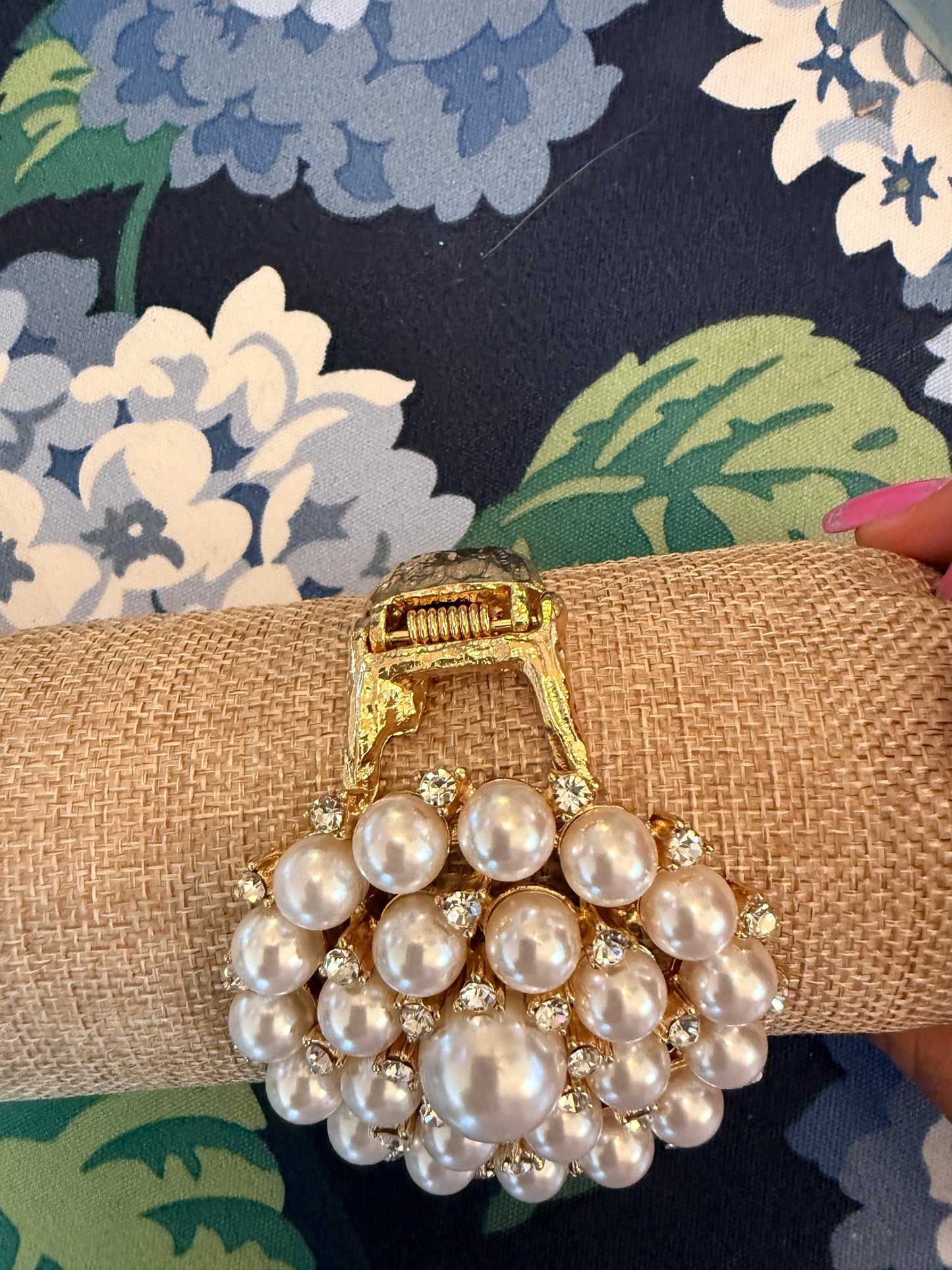 Pearl Statement Bracelet, Gold Pearl Cuff Bracelet, Chunky Pearl Bracelet, Bridal Jewelry, Rhinestone Bracelet, Luxury Statement Jewelry