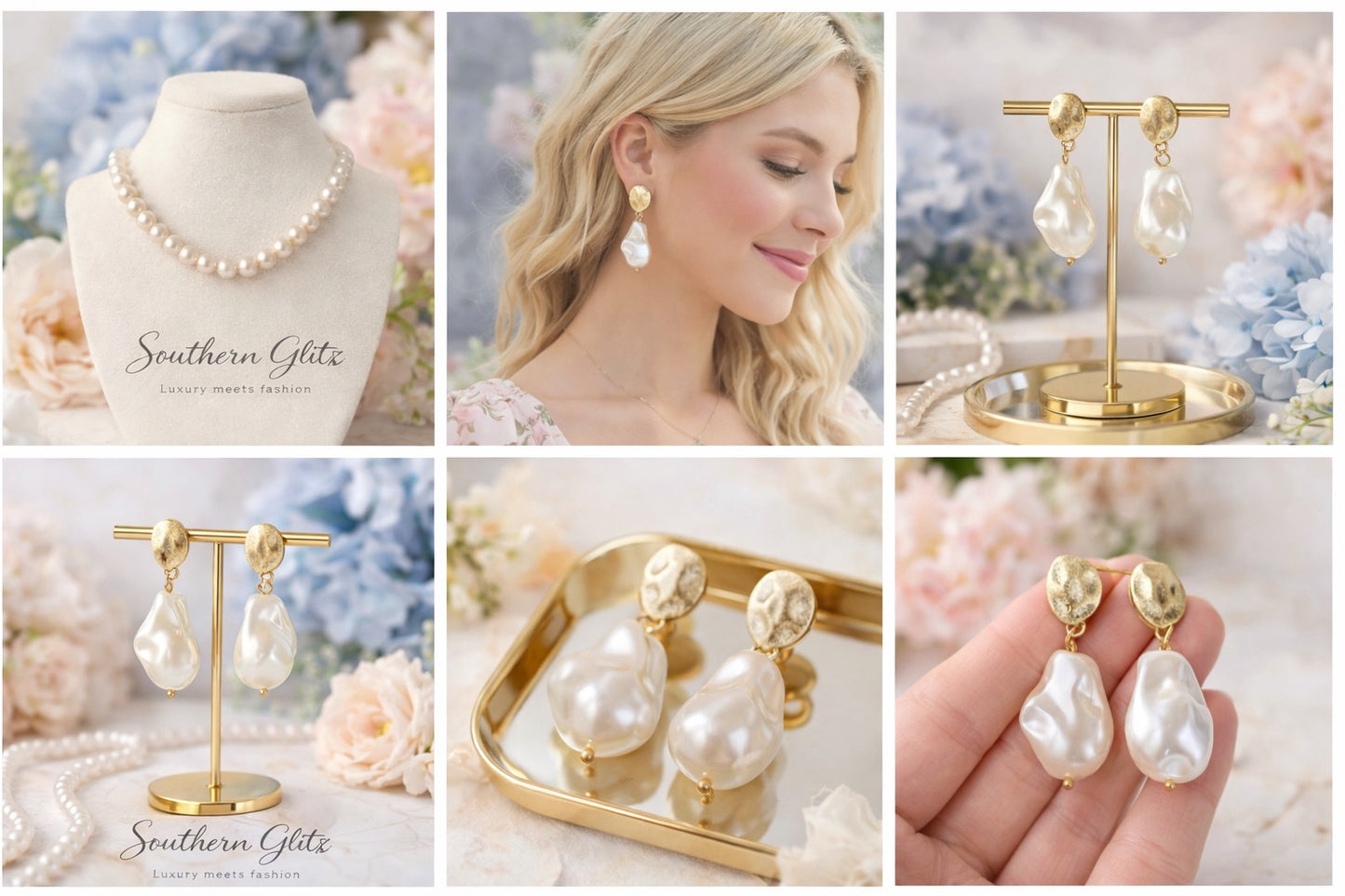 Baroque Pearl Earrings, Gold Pearl Dangle Earrings, Irregular Pearl Statement Earrings, Elegant Bridal Jewelry, Classic Feminine Earrings, Southern Glitz