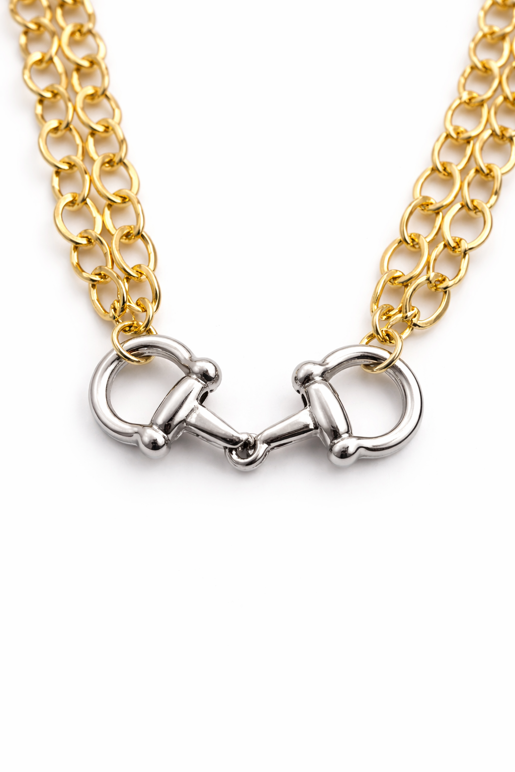 Two-Tone Snaffle Bit Necklace | Gold Chain & Silver Horse Bit Pendant | Equestrian Jewelry | Horse Lover Gift | Southern Glitz