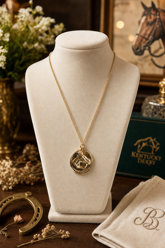 Gold Horse Medallion Necklace, Equestrian Pendant Necklace, Horse Lover Jewelry, Vintage Style Coin Necklace, Western Gift for Her