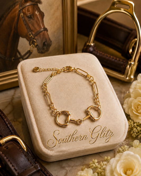Gold Snaffle Bit Bracelet, Equestrian Horse Bit Jewelry, Adjustable Link Chain Bracelet, Horse Lover Gift, Riding Jewelry