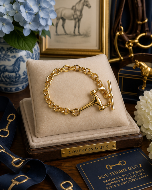 Gold Horse Bit Bracelet, Equestrian Toggle Bracelet, Snaffle Bit Jewelry, Horse Lover Gift, English Riding Bracelet
