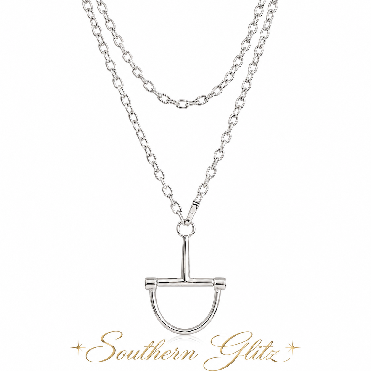 Silver Equestrian Stirrup Necklace, Layered Horse Lover Necklace, Silver Horse Jewelry, Equestrian Statement Necklace, Rider Gift