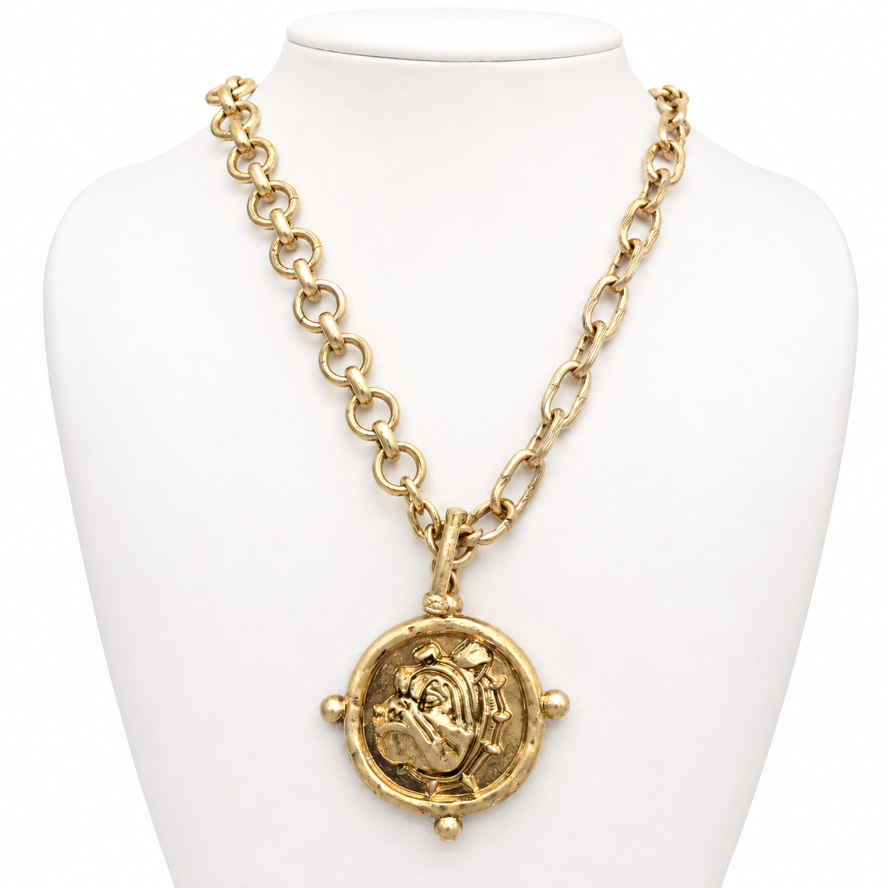 Gold Bulldog Medallion Necklace | Chunky Chain Game Day Jewelry | Georgia Bulldog Statement Necklace | Red Black Football Jewelry