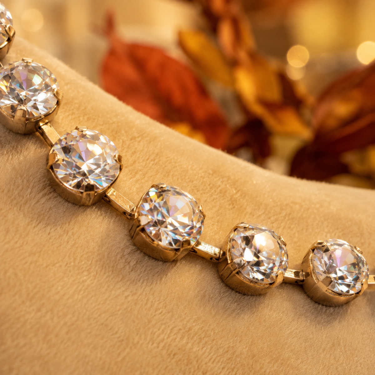 Clear Crystal Tennis Necklace, Gold Tone Rhinestone Necklace, Sparkling Statement Jewelry, Elegant Bridal & Party Necklace