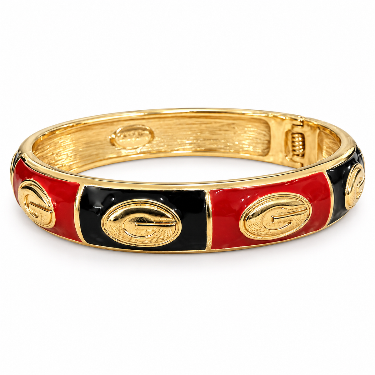 Georgia Bulldogs Bracelet, Red Black Gold Enamel Bangle, Georgia G Bracelet, Game Day Jewelry, Bulldog Fan Gift