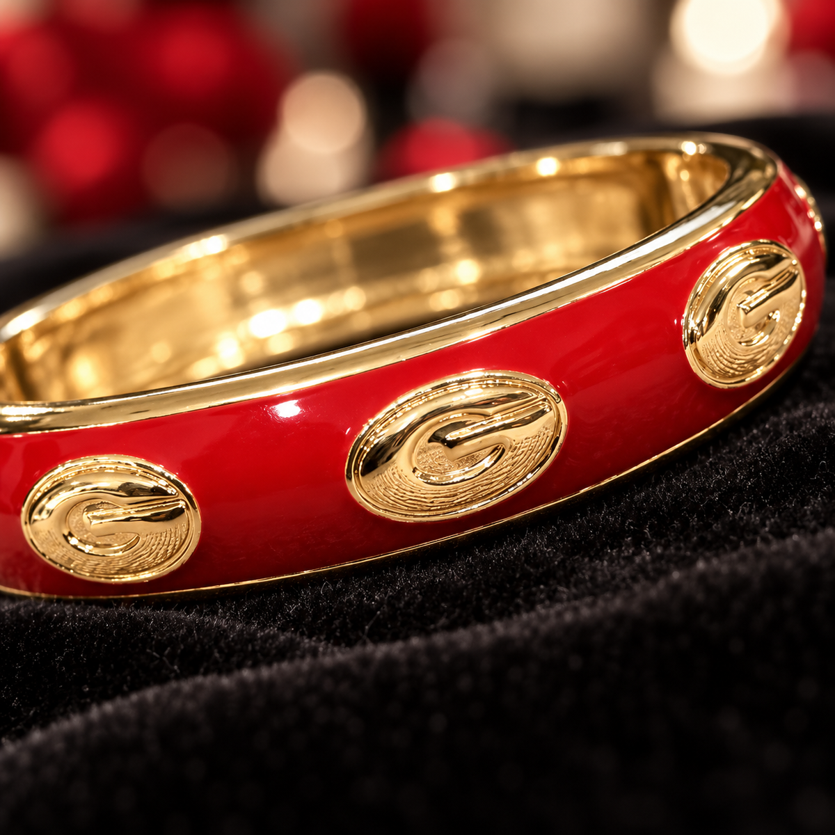 Georgia Bulldogs Bracelet, Red Black Gold Enamel Bangle, Georgia G Bracelet, Game Day Jewelry, Bulldog Fan Gift