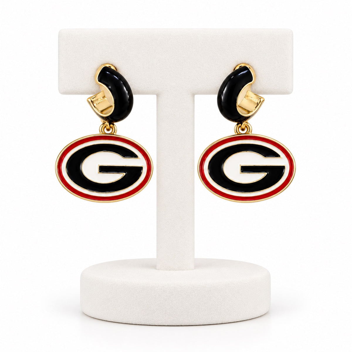 Georgia Bulldogs Earrings, Georgia G Logo Earrings, Red Black Game Day Jewelry, Bulldog Fan Earrings, Football Tailgate Gift