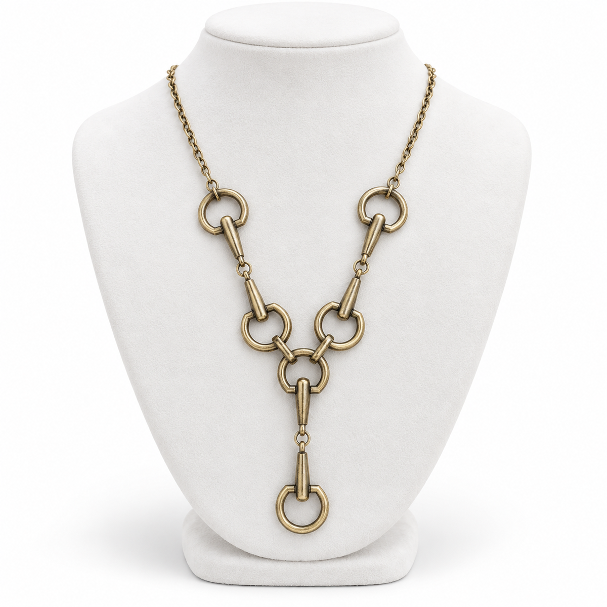 Equestrian Horse Bit Necklace, Antique Gold Snaffle Bit Statement Necklace, Horse Lover Jewelry, English Riding Gift, Equestrian Necklace