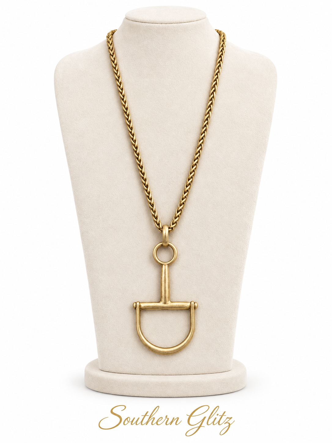 Gold Stirrup Necklace, Equestrian Pendant Necklace, Horse Lover Jewelry, Antique Gold Horse Necklace, Equestrian Gift for Rider