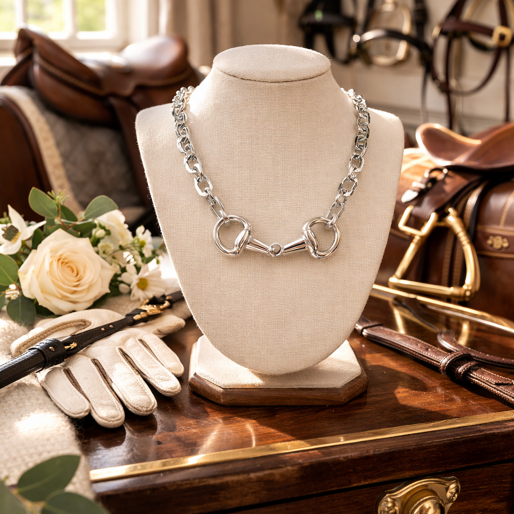 Equestrian Horse Bit Necklace – Silver Statement Necklace | Horse Lover Jewelry | Southern Glitz Equine Elegance