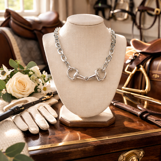 Equestrian Horse Bit Necklace – Silver Statement Necklace | Horse Lover Jewelry | Southern Glitz Equine Elegance